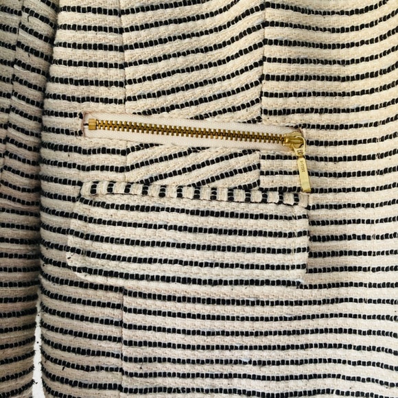 Ann Taylor LOFT Cropped Tweed Blazer Jacket Black White Size 4 - Picture 3 of 11